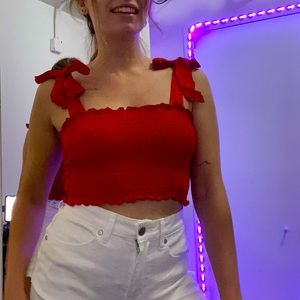 Red rebbes crop top